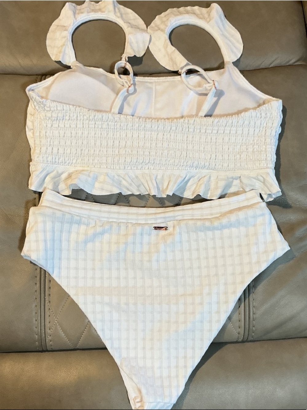 Raisins White Ribbed Ruffle Two-Piece Bikini - Picture 3 of 5